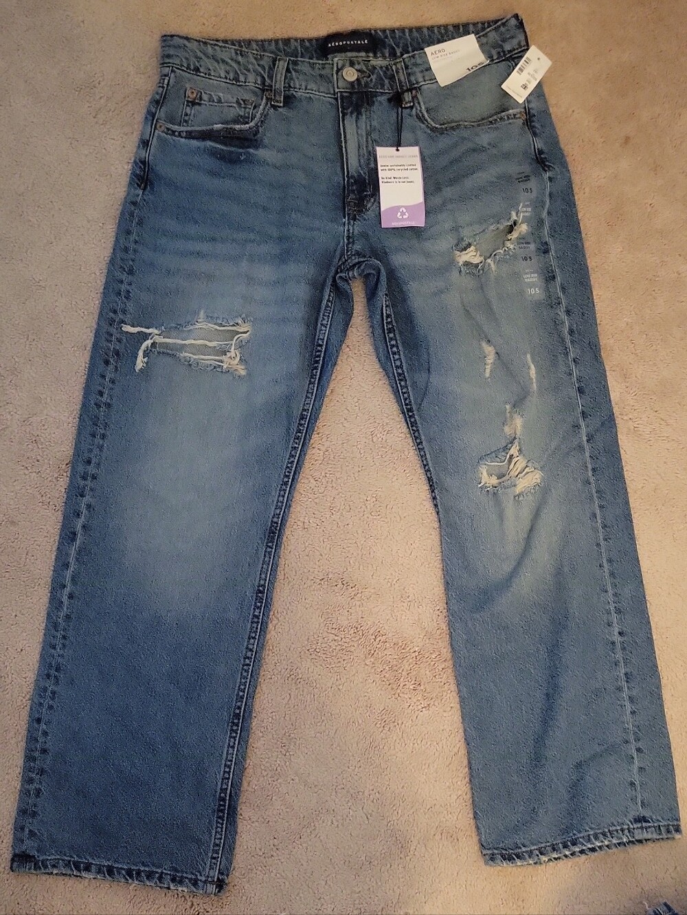 Aeropostale Low Rise And Baggy Relaxed Distressed Blue Jeans